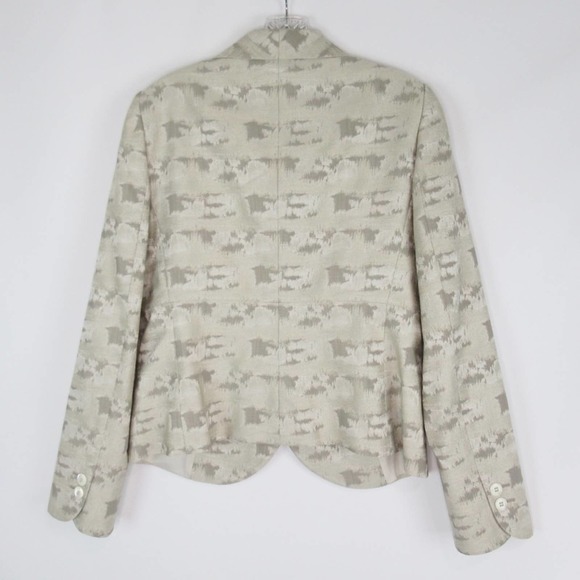 ARMANI COLLEZIONI Textured Jacquard Button Front Blazer Eggshell & Taupe Size 10 - Picture 4 of 11